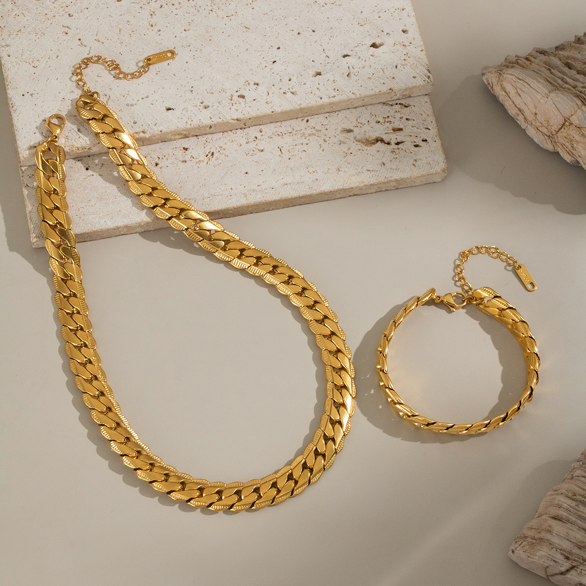 1 Piece Simple  Irregular Shape Stainless Steel Waterproof  Gold Color  Women's Jewelry Sets