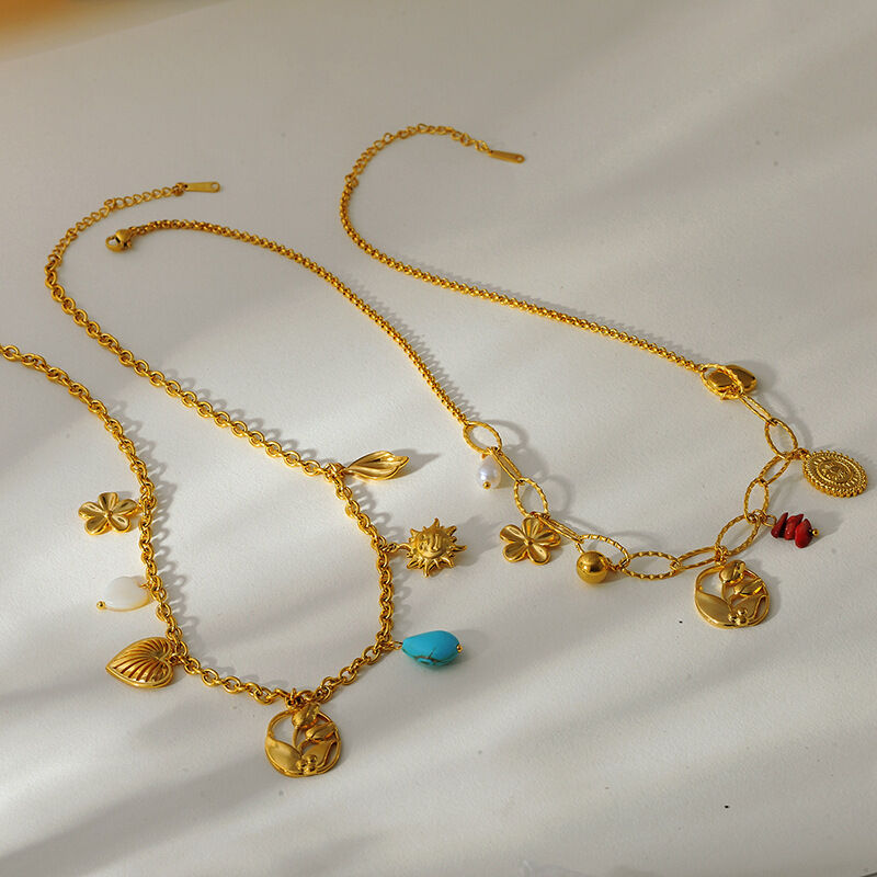 1 Piece Romantic Flower Heart Sun Stainless Steel Waterproof Women's Pendant Necklaces Picture2