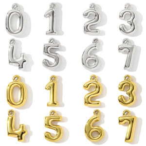 1 pezzo semplice serie fai da te numero in acciaio inossidabile impermeabile color oro ciondoli da donna h5 Immagine4
