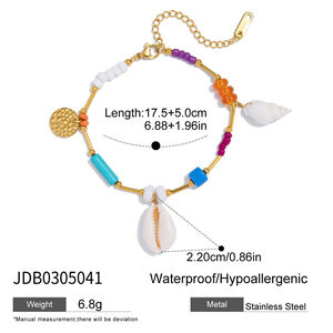 Bracelet à breloques pour femme, en acier inoxydable, couleur or, motif coquillage océanique (1 pièce). h5 Image2