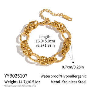 Chain Stainless Steel Waterproof Gold Color Necklace Set h5