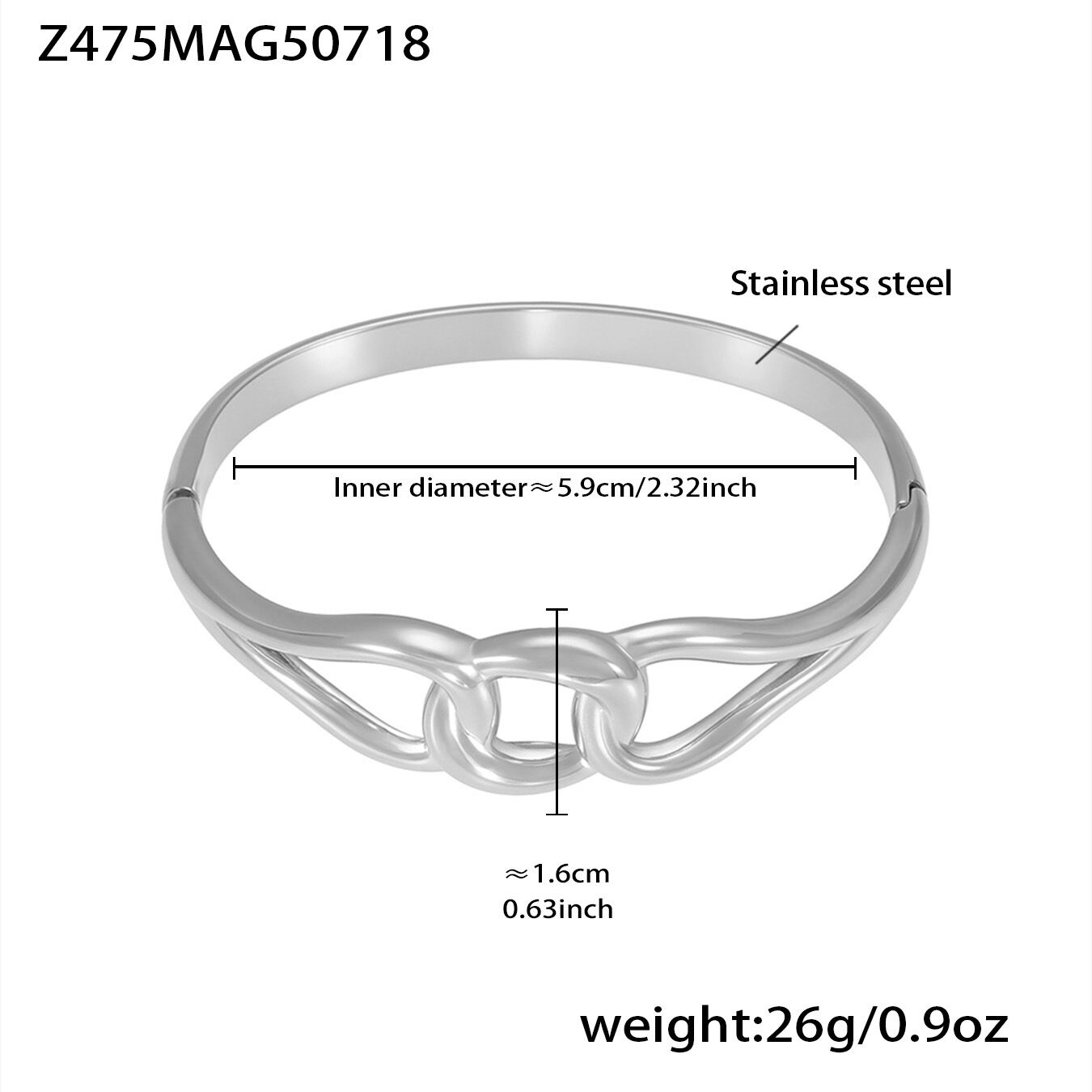 Z475-Çelik çift halka geometrik bilezik Resim6