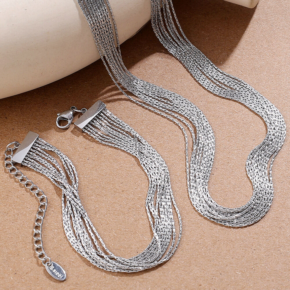 Chain Stainless Steel Waterproof Gold Color Necklace Set Picture2