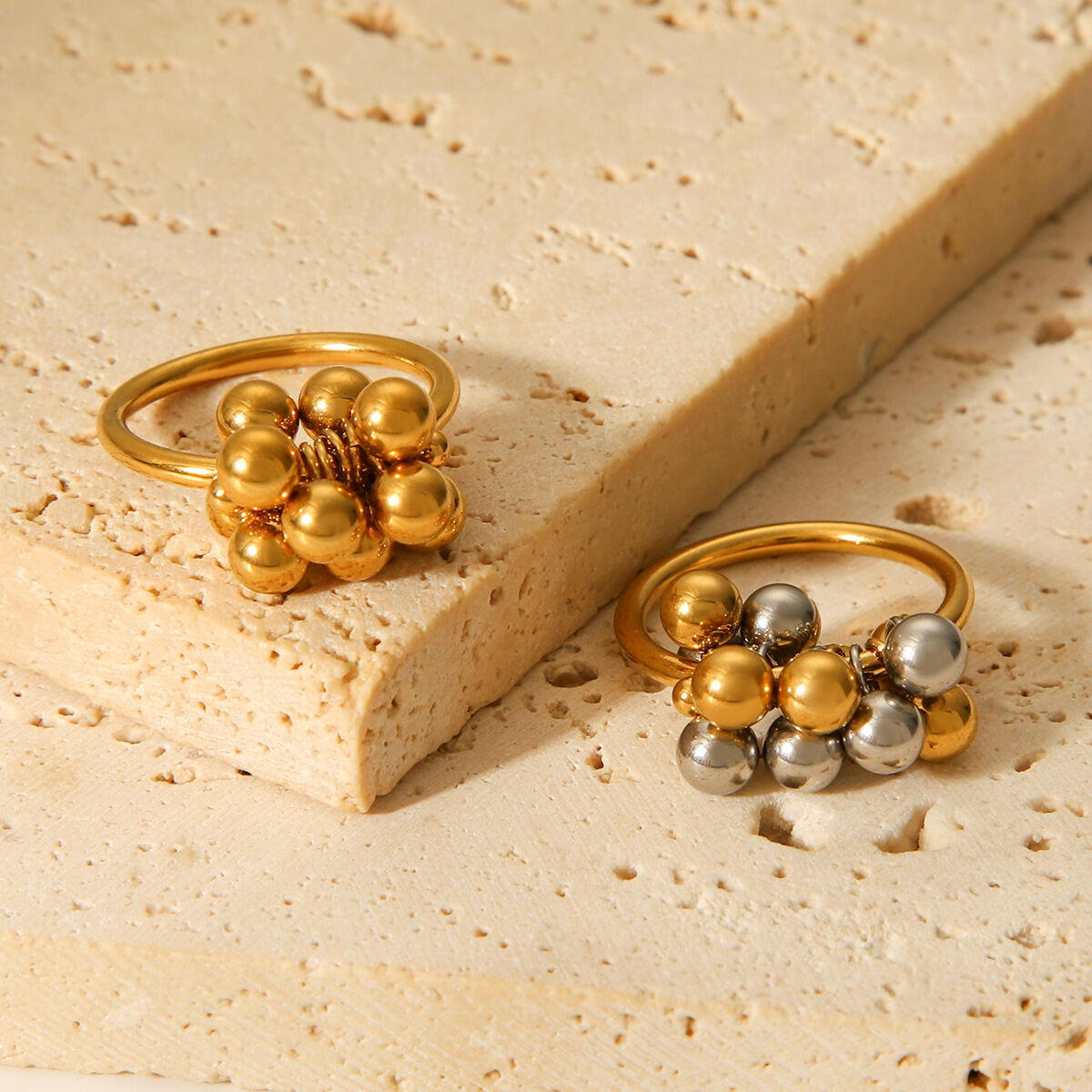1 Stück Simple Series Daily Beads Edelstahl Wasserdicht Goldfarbene Statement-Ringe h5 Bild5