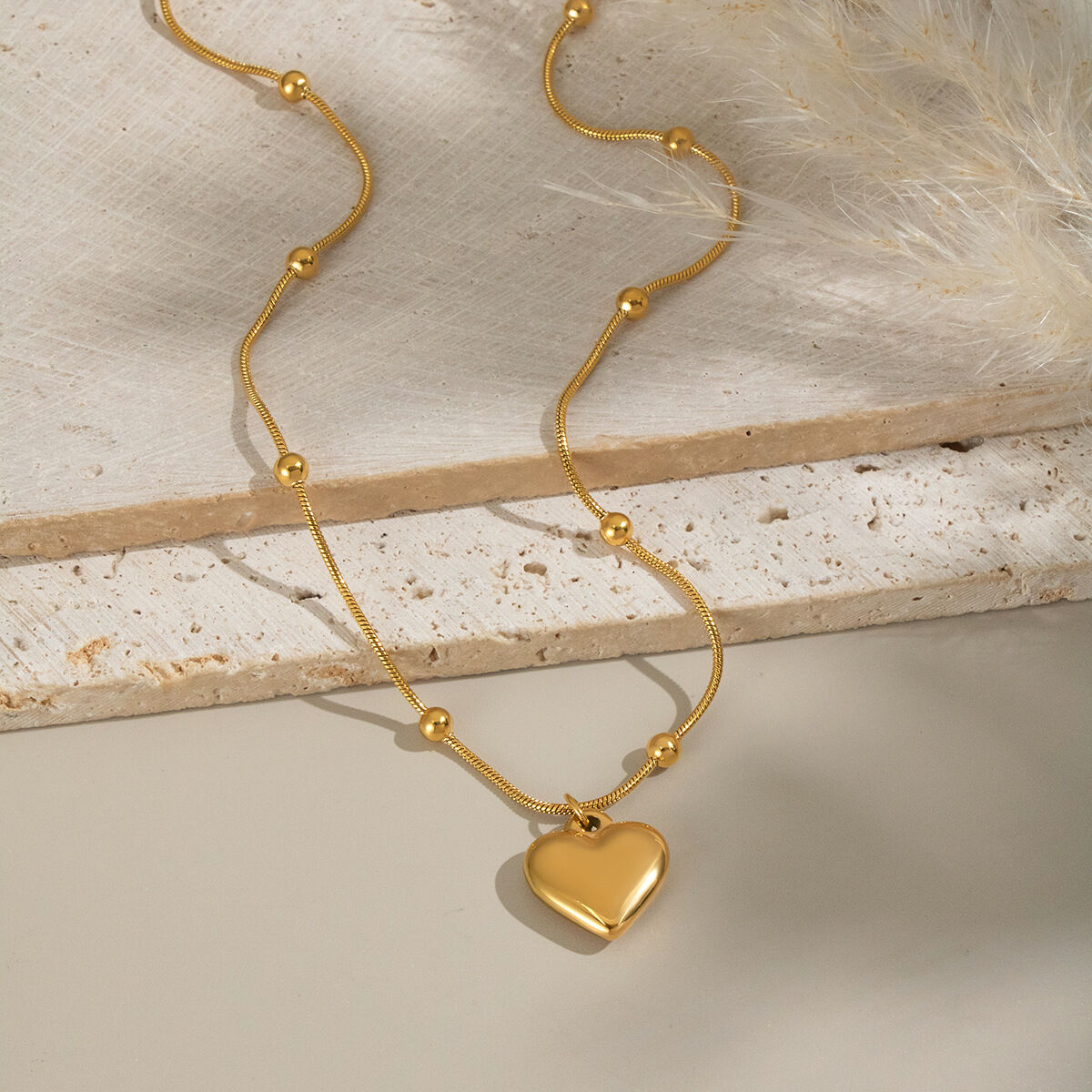 1 Piece Heart Stainless Steel Waterproof Gold Color Pendant Necklace h5 Picture3