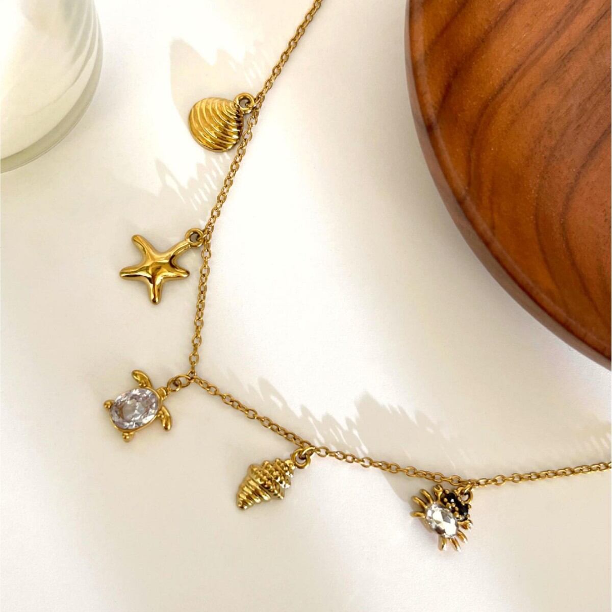 1 Piece Oceanic Stainless Steel Waterproof Gold Color Pendant Necklace Picture3