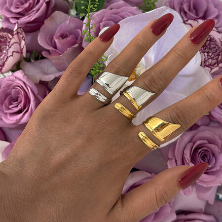 1 Piece Casual Irregular Shape Stainless Steel Waterproof Gold Color Statement Rings 2