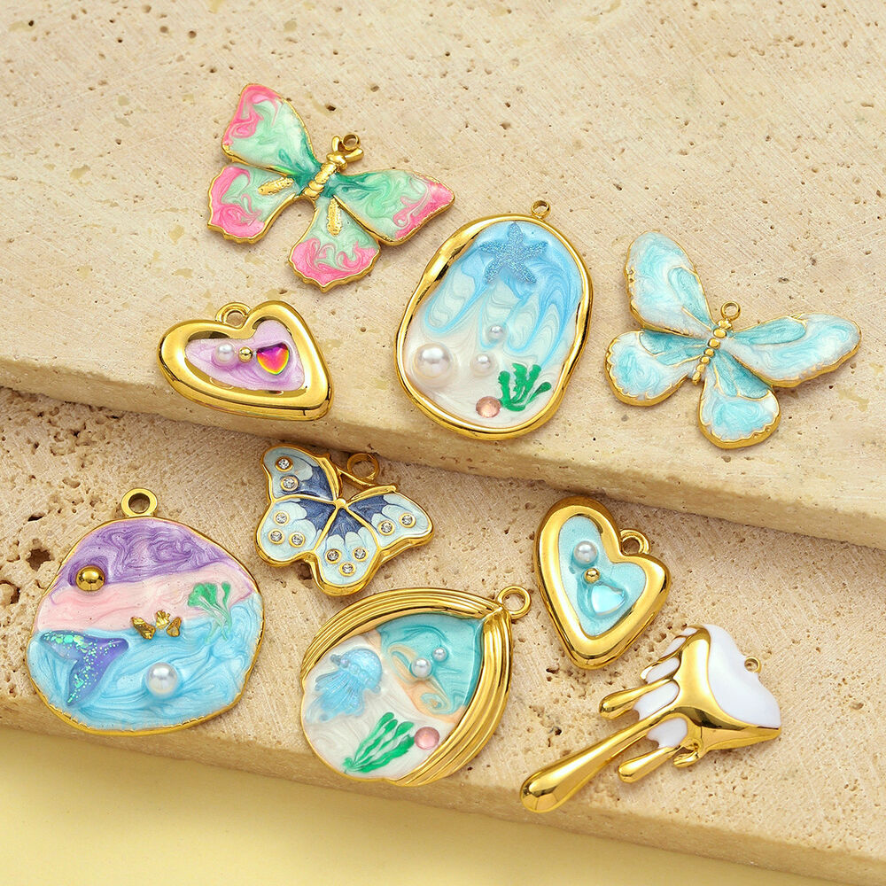 1 Piece Classic Butterfly Stainless Steel Waterproof Gold Color Women's Pendants Picture4