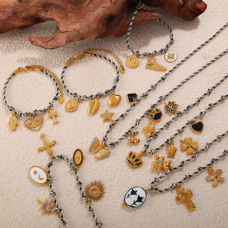 Stainless Steel Waterproof Gold Color DIY Pendant Necklace Set