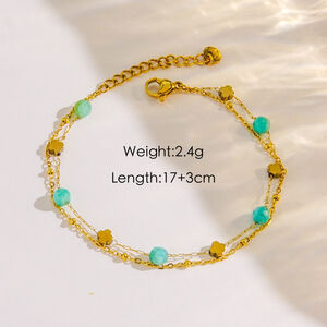 Braccialetti con perline da donna in acciaio inossidabile impermeabile con pietra naturale e cuore dolce, serie semplice, 1 pezzo h5