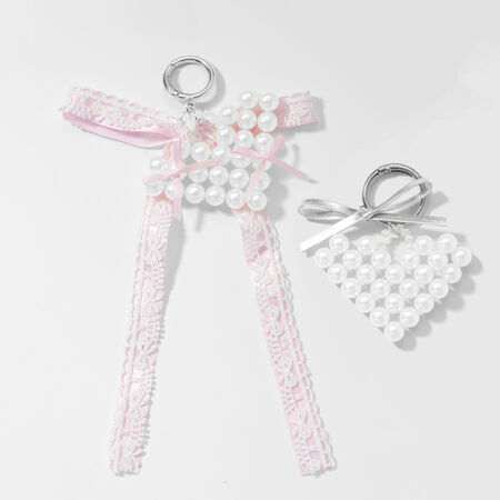 1 Piece Beaded Heart Bag Charm 2