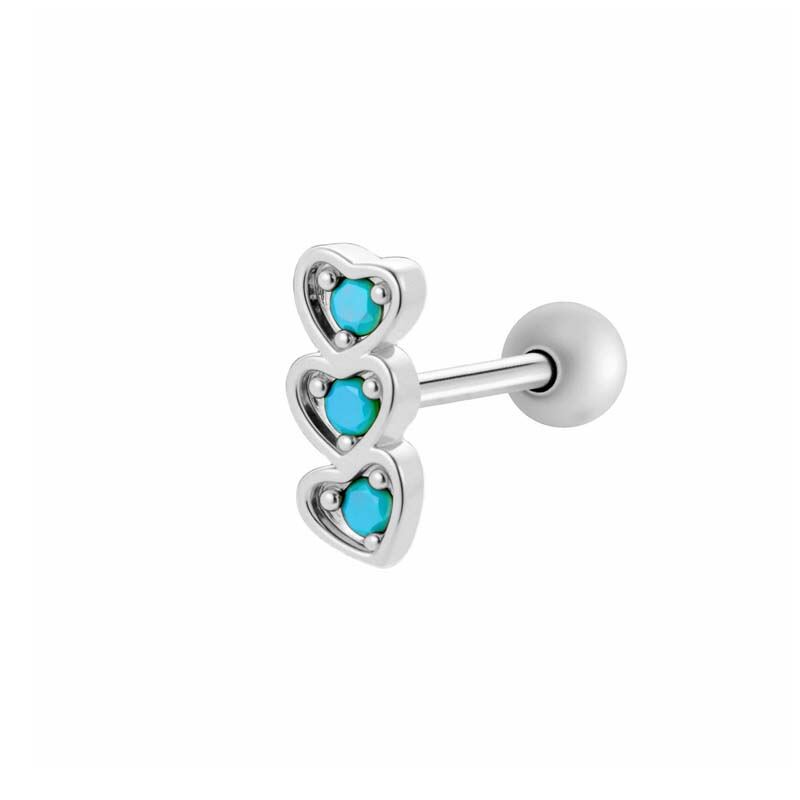 1 Piece Heart Copper  Gold Color Zircon Piercing Earring 
