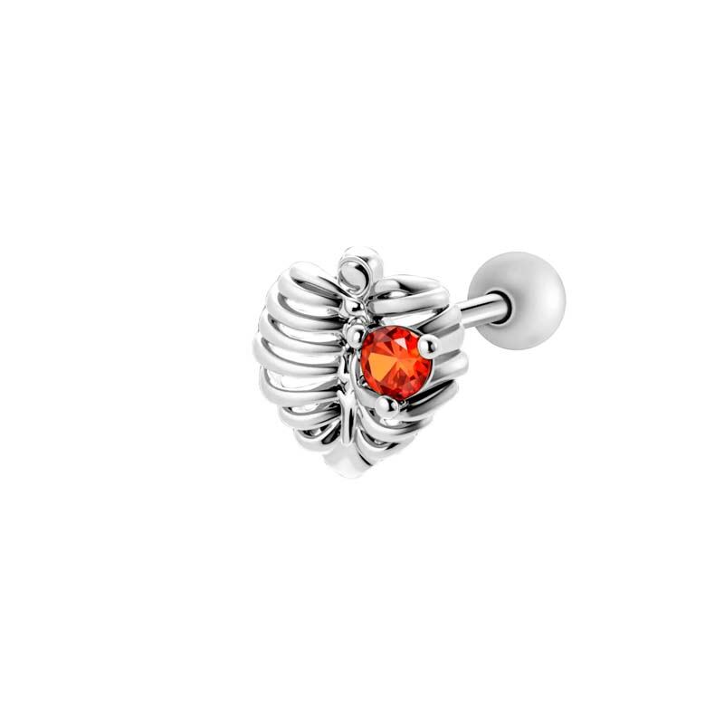 1 Parça Kalp Bakır Altın Renkli Zirkonyum Piercing Küpe