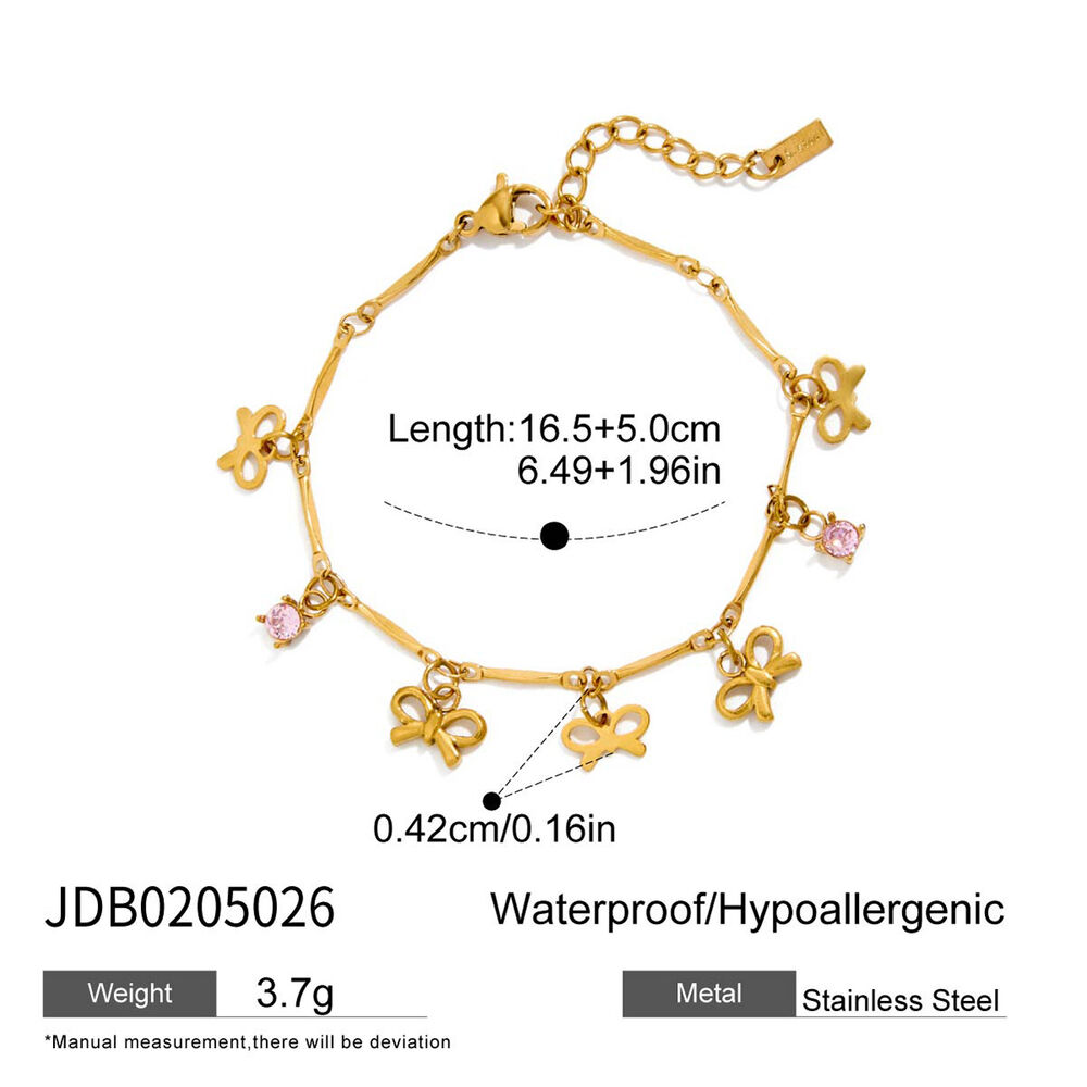 1 Piece Exquisite Flower Stainless Steel Waterproof Gold Color Women's Charm Bracelets Picture2