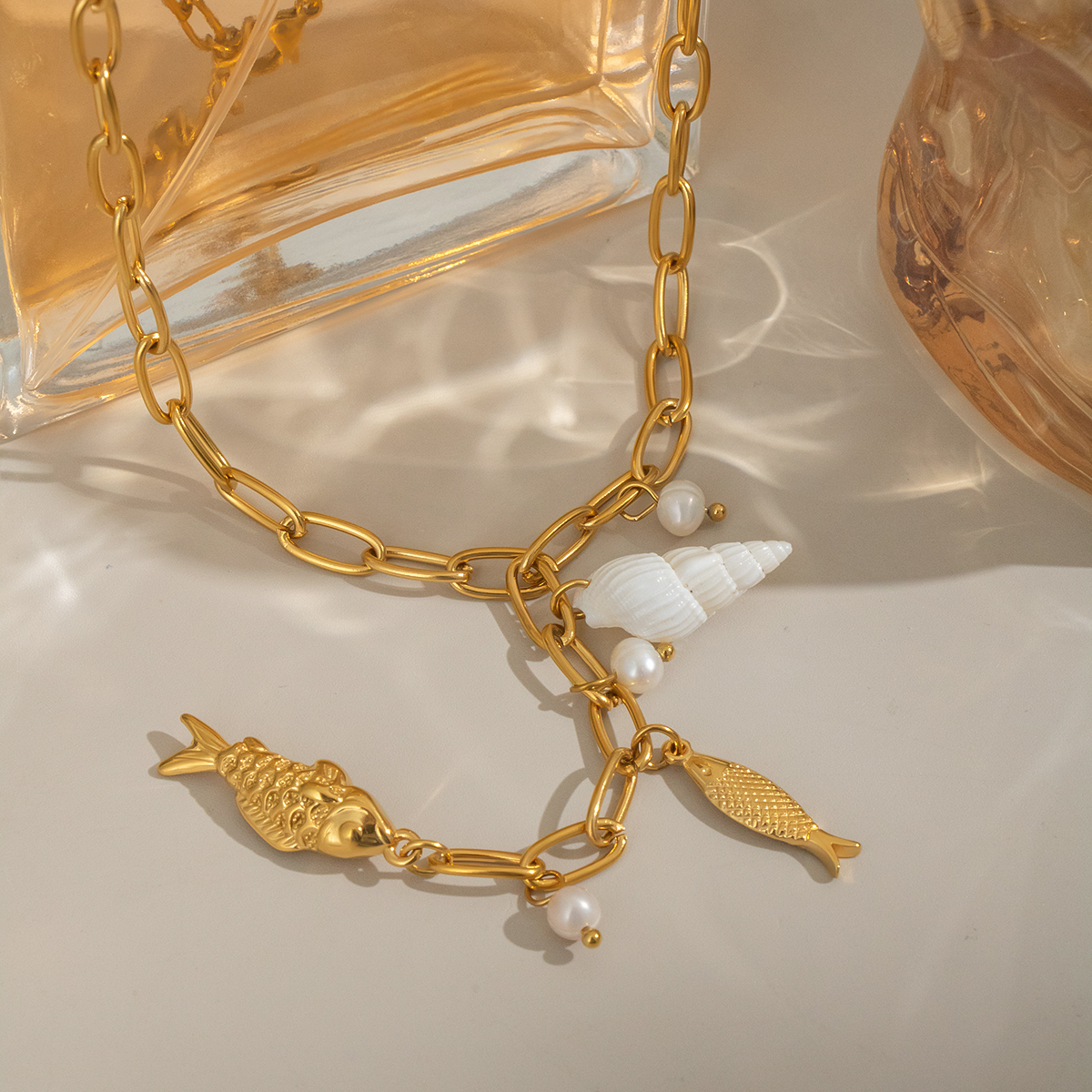 1 Piece Luxurious  Natural Turtle Stainless Steel Waterproof  Women's Pendant Necklaces