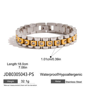 1 Piece Classic Patchwork Stainless Steel Waterproof Gold Color Women's Chain Bracelets h5 Picture2