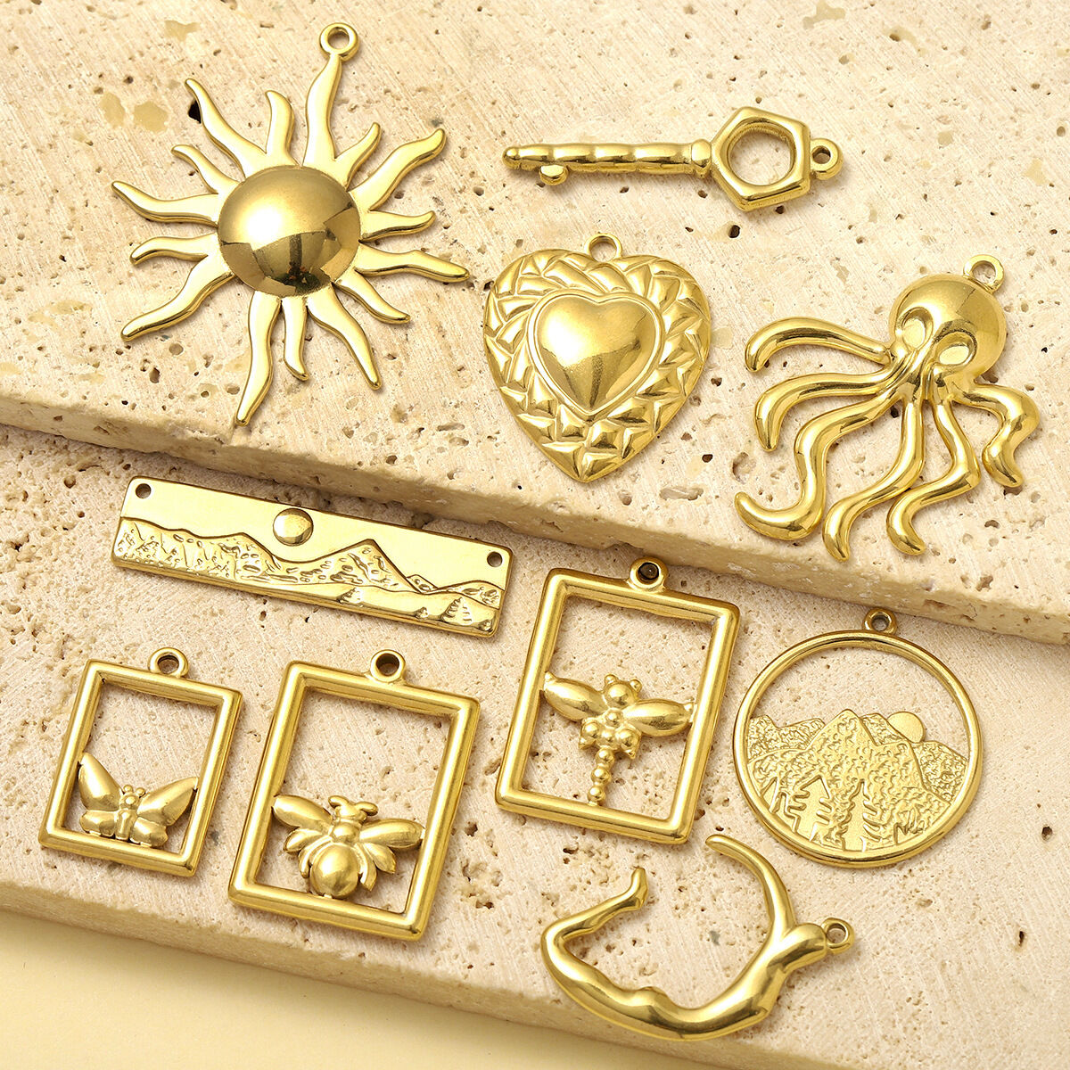 1 Piece Classic Sun Stainless Steel Waterproof Gold Color Women's Pendants Picture4