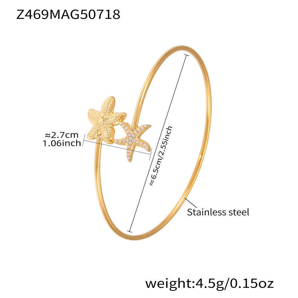 1 Stück zarter Insekten-Armreif aus wasserdichtem Edelstahl in Goldfarbe mit Zirkonia