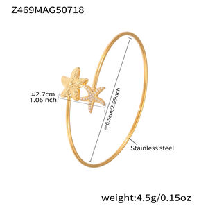 1 Stück zarter Insekten-Armreif aus wasserdichtem Edelstahl in Goldfarbe mit Zirkonia h5