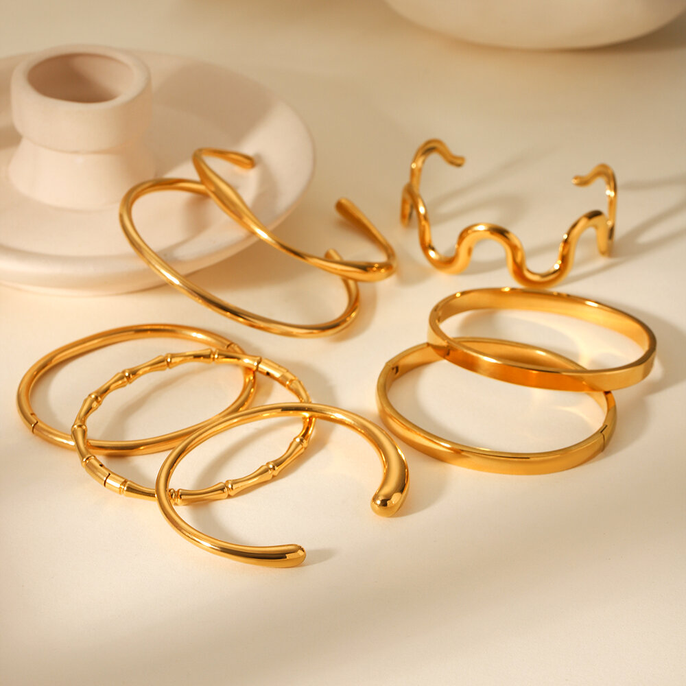 Bracelets pour femmes Simple Series Daily, forme irrégulière, en acier inoxydable, étanches h5Image5
