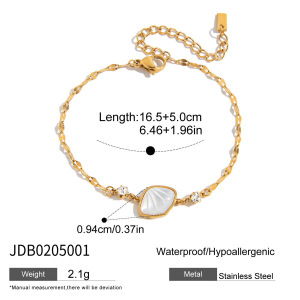 1 Piece Elegant Shell Stainless Steel Waterproof Gold Color Women's Charm Bracelets h5 Picture2