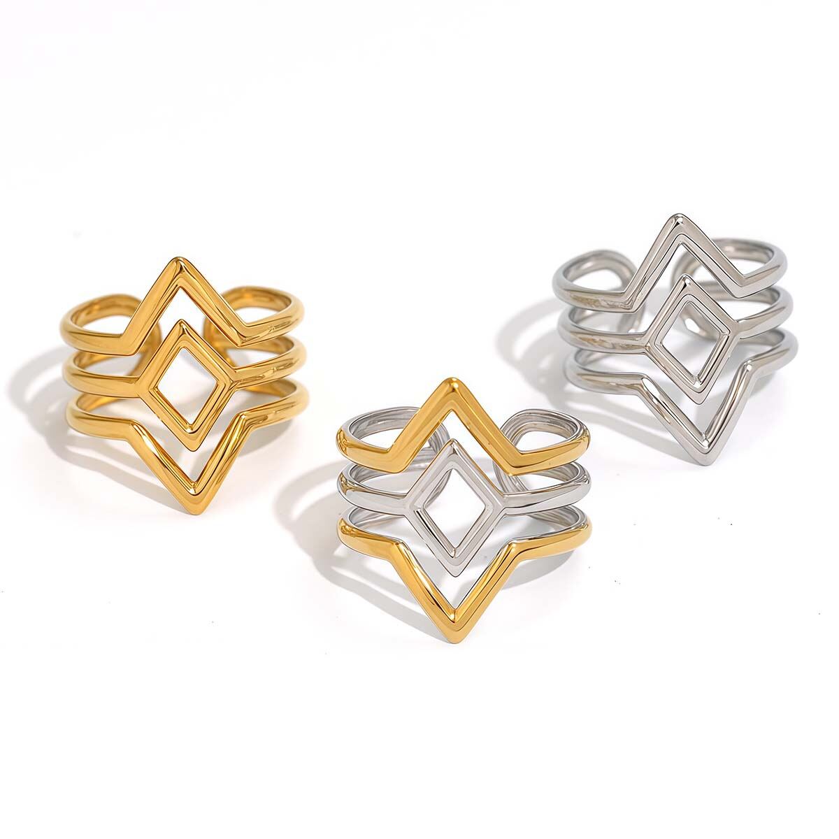 1 Stück Simple Series Schlichte, gewebte, wasserdichte Ringe aus Edelstahl in Goldfarbe – minimalistisch Bild6