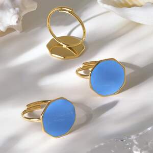 1 Piece Hexagon Enamel Dripping Stainless Steel Waterproof Gold Color Statement Rings h5 Picture2