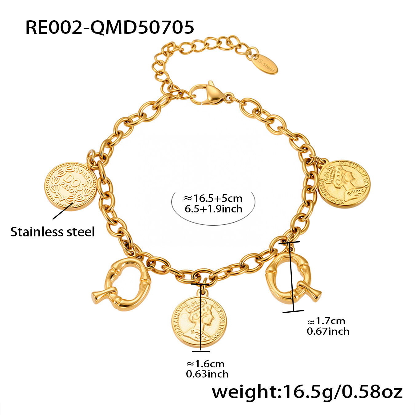RE002-Q Bracciale fai da te in oro 16+5cm Immagine17