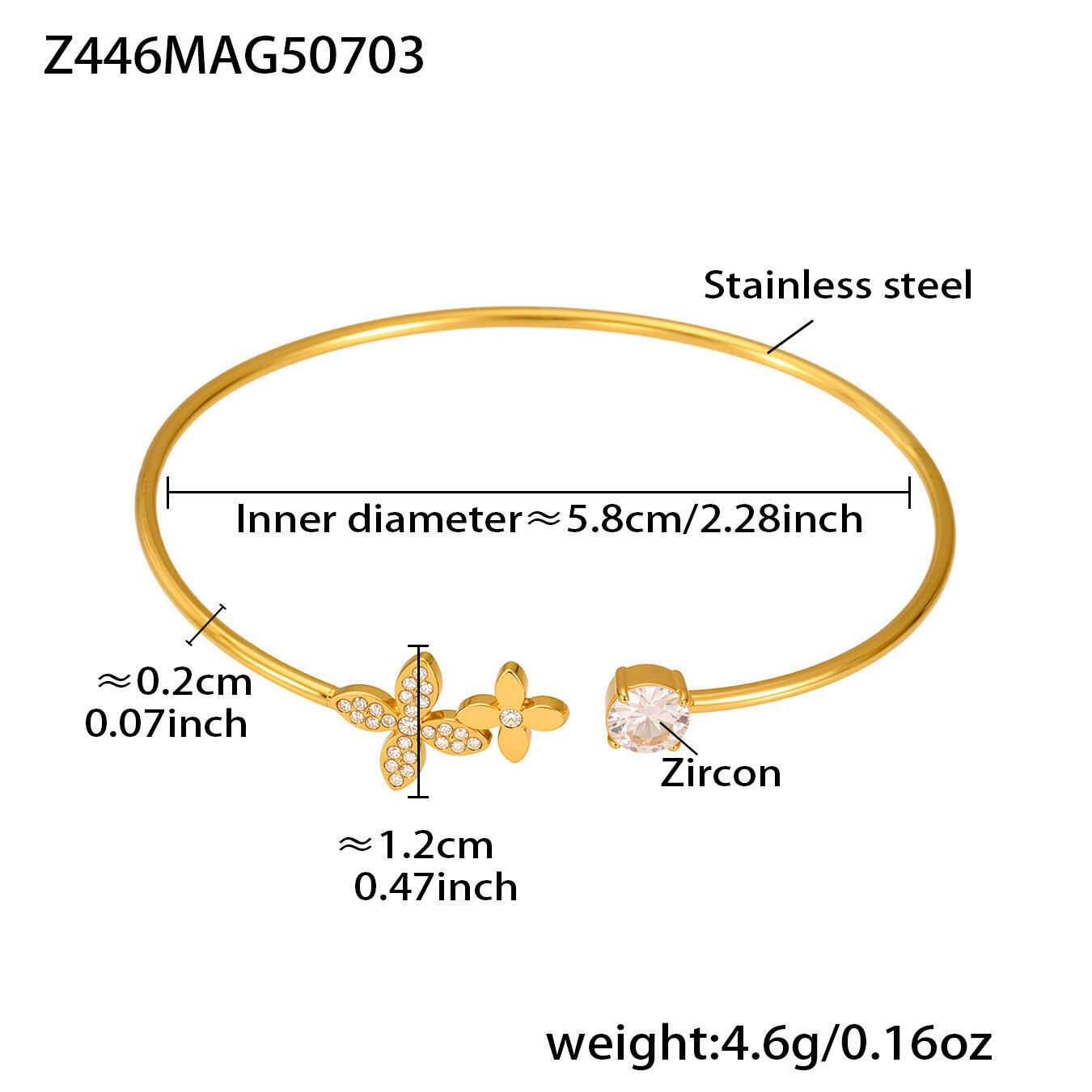 1 Piece Vacation Coral Stainless Steel Waterproof Gold Color Women's Bangles 