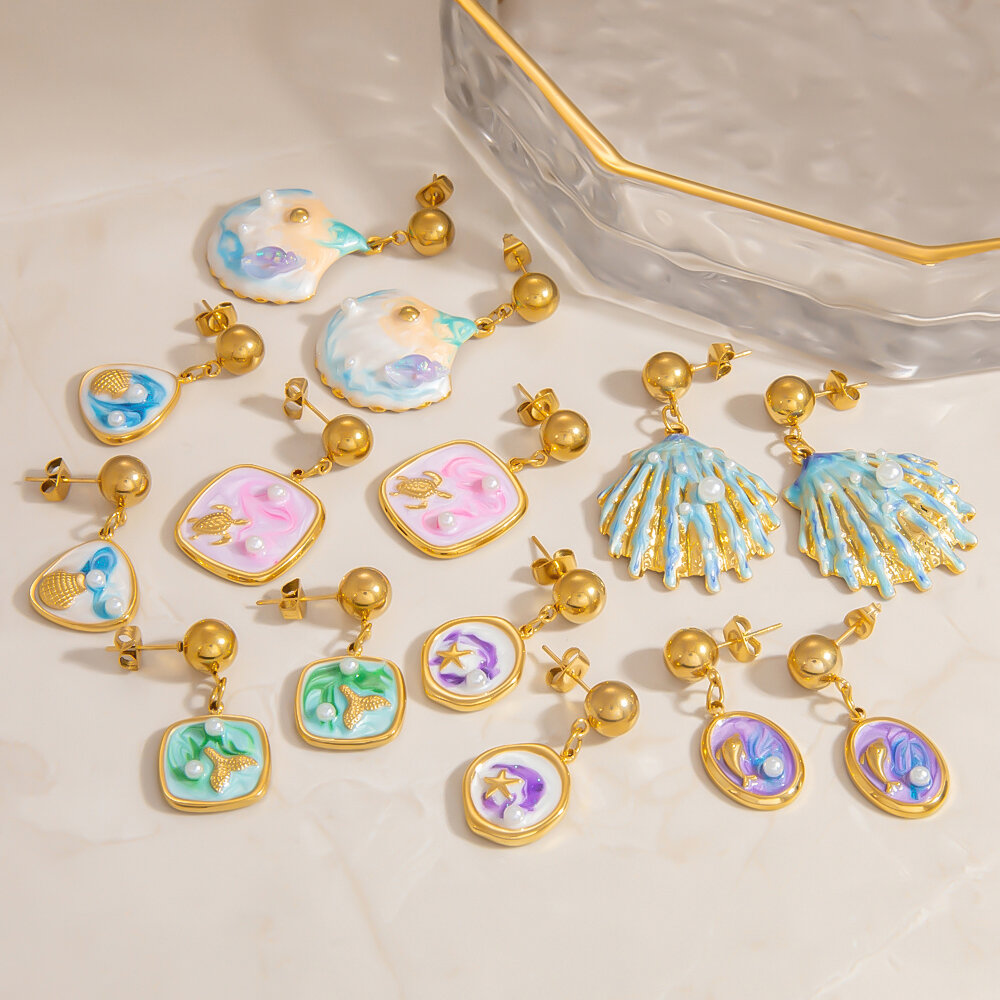 1 Pair Ocean Resort Series  Shell Pendant  Women's Earring 2