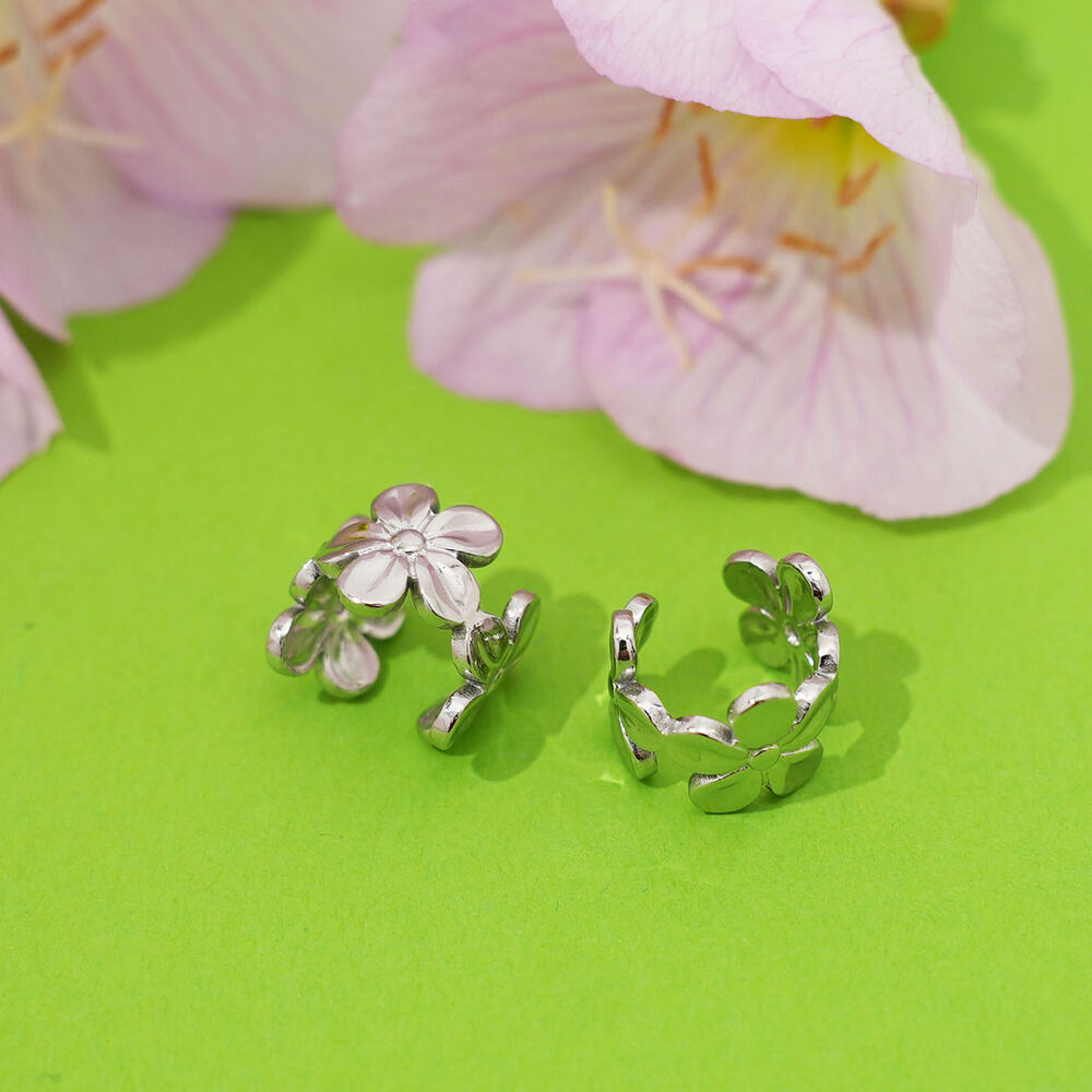 1 Piece Simple Flower Stainless Steel Waterproof Gold Color Women's Ear Cuffs h5Picture8