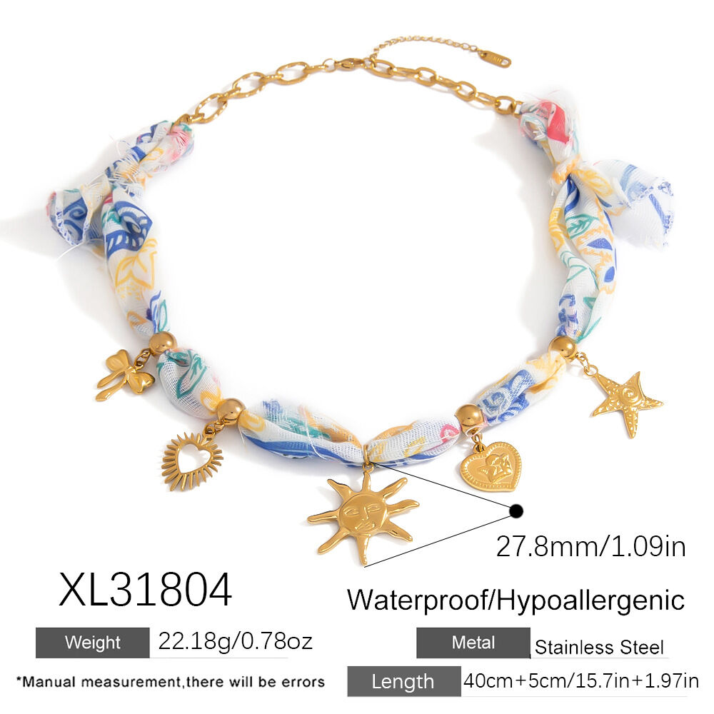 1 pezzo di collana con ciondolo a forma di tartaruga semplice in tessuto color oro da donna h5Immagine2