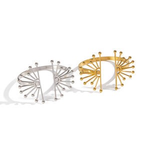 Bracciale rigido impermeabile color oro in acciaio inossidabile con fiore di sole, 1 pezzo h5 Immagine5