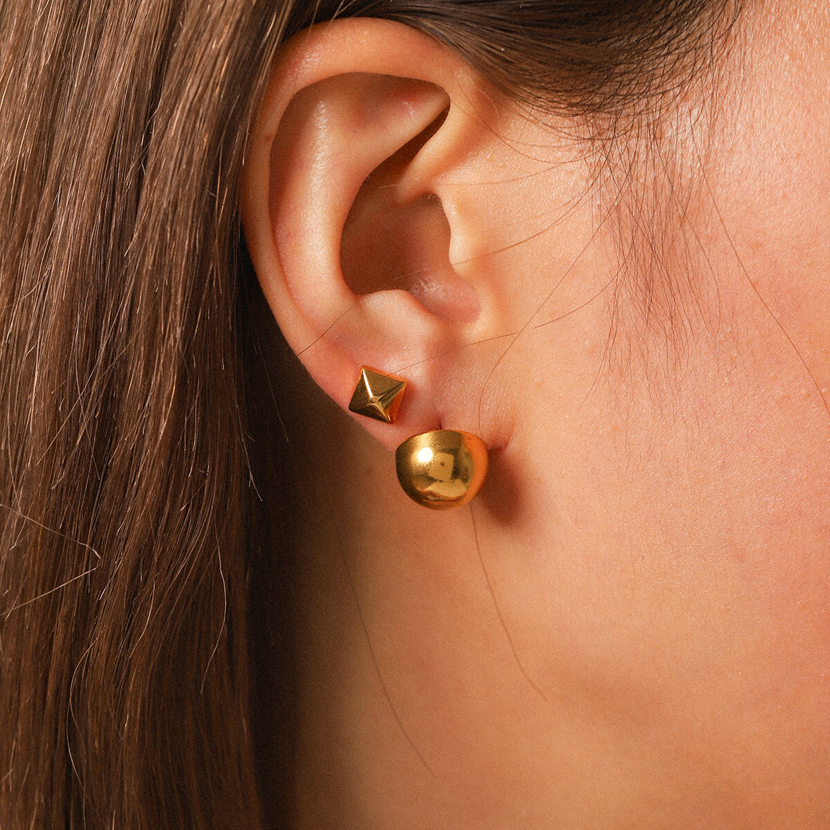 1 Pair Simple Irregular Shape Stainless Steel Waterproof Gold Color Women's Stud Earrings