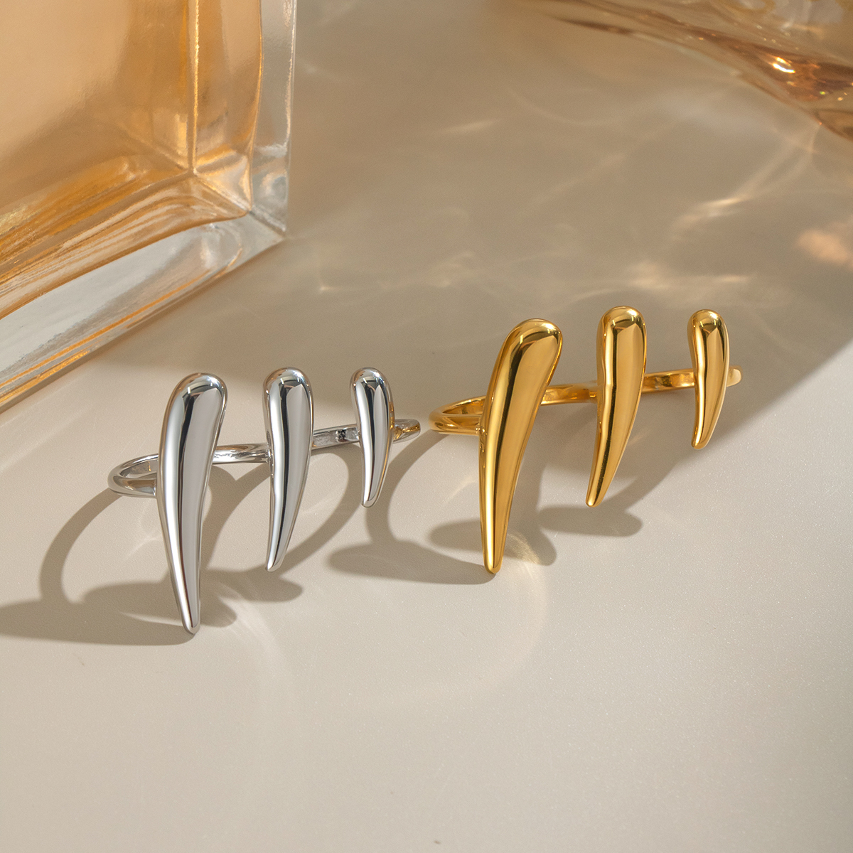 1 Piece Simple  Daily Irregular Shape Stainless Steel Waterproof  Gold Color  Statement Rings