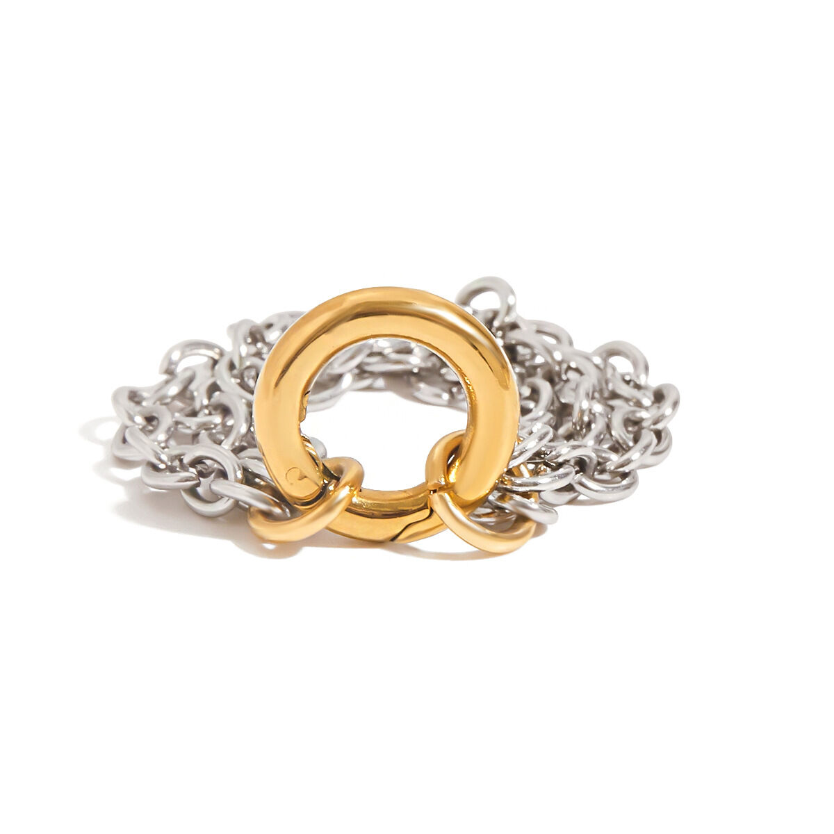 1 Piece Modern Texture Stainless Steel Waterproof Gold Color Minimalist Rings Picture8