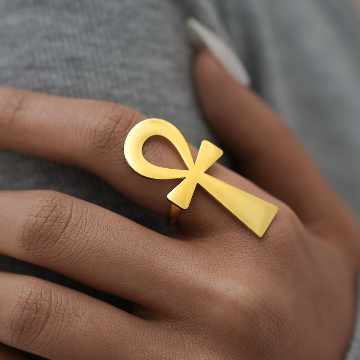 1 pezzo semplice casual croce in acciaio inossidabile impermeabile color oro anelli dichiarazione