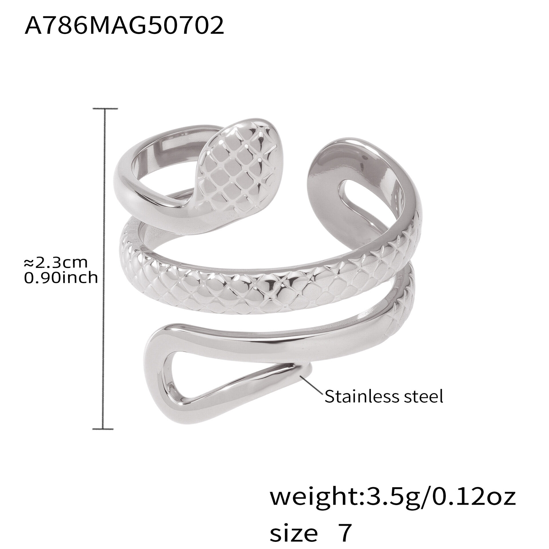 A786-Steel Double Snake Ring/No.7 Picture2