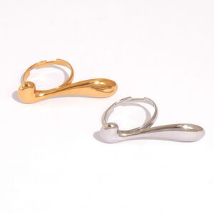 1 Piece Simple Irregular Shape Stainless Steel Waterproof Gold Color Statement Rings h5 Picture8