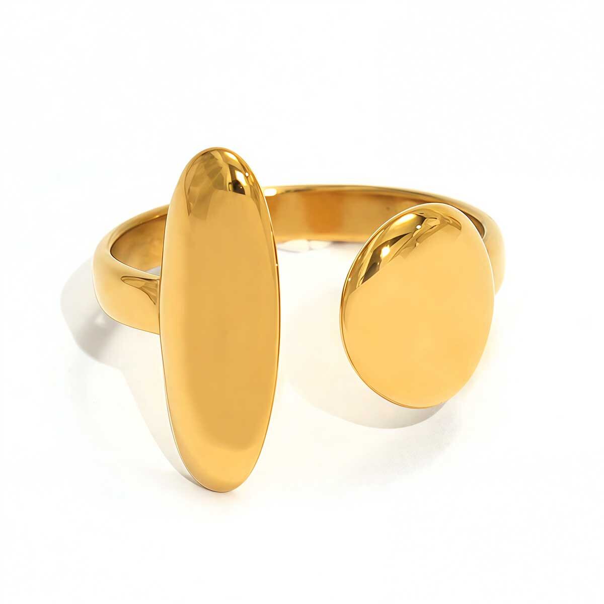1 Piece Daily Irregular Shape Stainless Steel Waterproof  Gold Color Statement Rings 