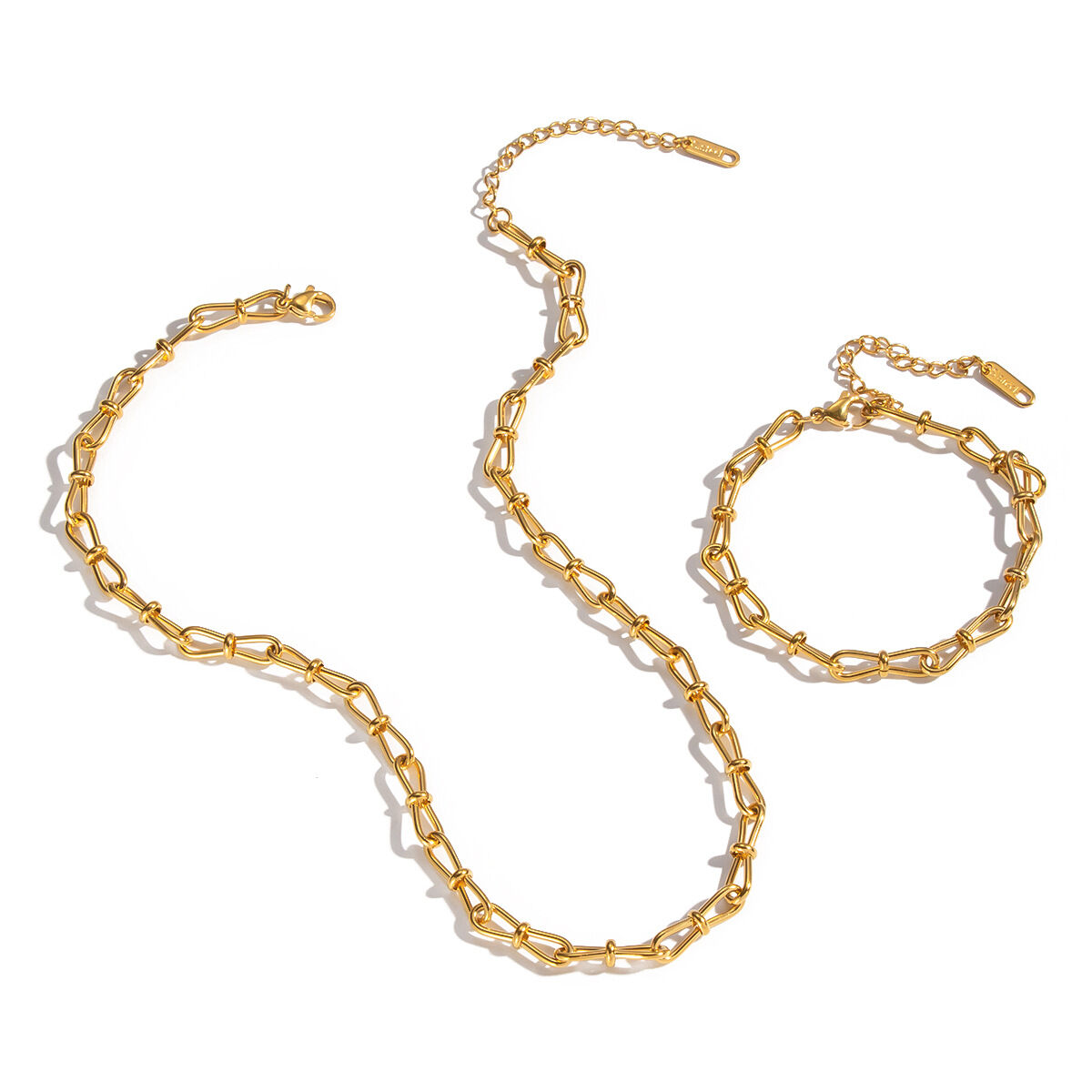 Chain Stainless Steel Waterproof Gold Color Necklace Set Picture5