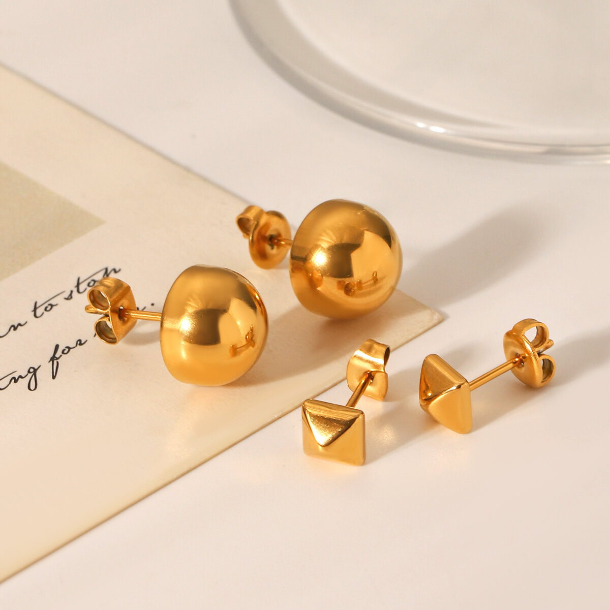 1 Pair Simple Irregular Shape Stainless Steel Waterproof Gold Color Women's Stud Earrings 2