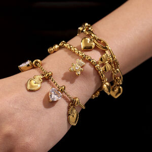 Braccialetti con ciondolo da donna color oro impermeabile in acciaio inossidabile a forma di orso di lusso, 1 pezzo h5 Immagine3