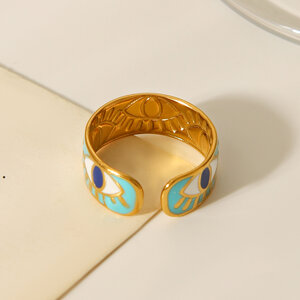 1 Piece Simple Daily Mixed Color Stainless Steel Waterproof Gold Color Statement Rings h5 Picture8