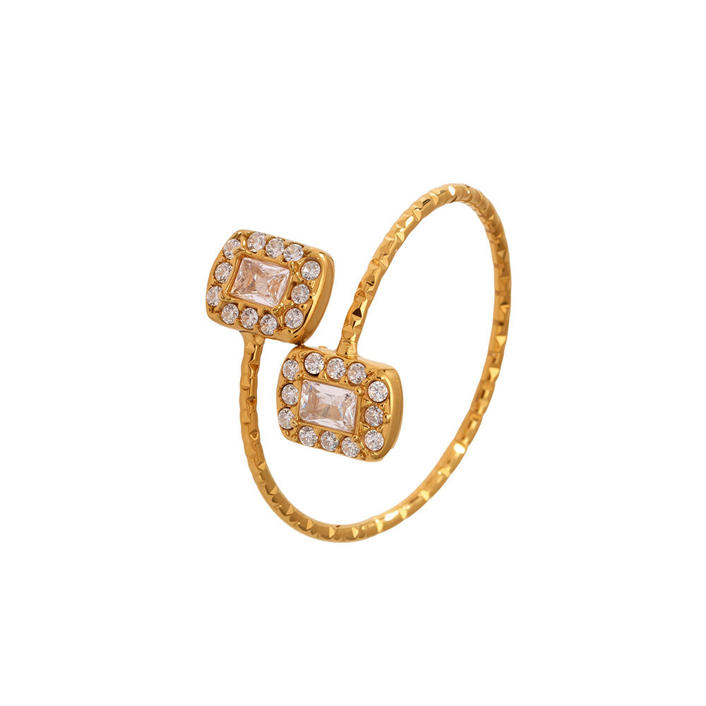 1 Piece Luxurious Heart Stainless Steel Waterproof Gold Color Women's Gemstone Rings h5 