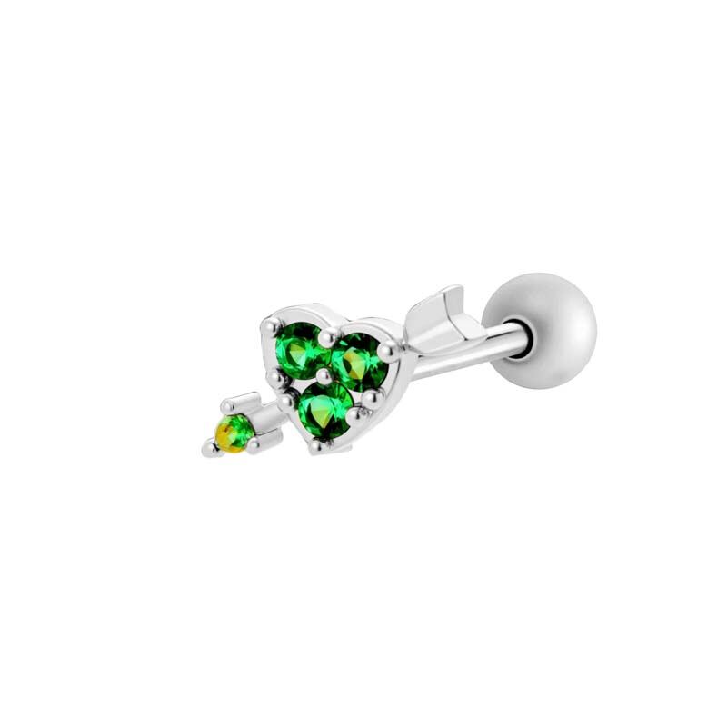 1 stuk hart koper goud kleur zirkoon piercing oorbel 