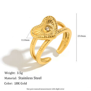 1 Stück Simple Series Casual Herz Edelstahl Wasserdicht Goldfarben Statement-Ringe h5 Bild2