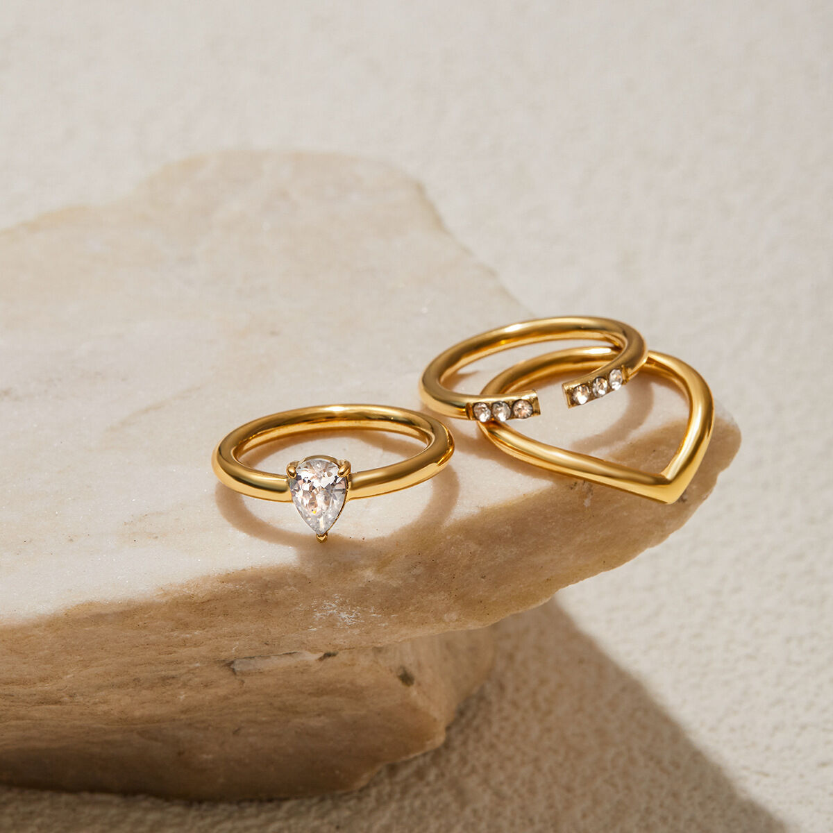 1 Piece Simple Series Irregular Stainless Steel Waterproof Gold Color Minimalist Rings Picture6
