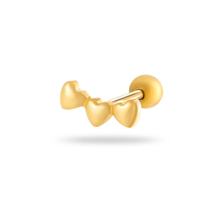 1 Piece Flower Heart Copper Gold Color Zircon Piercing Earring 