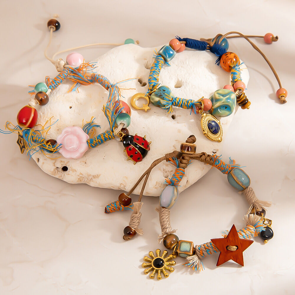 1 Piece  Casual Flower Irregular Shape Braided Rope Women's Beaded Bracelets 2